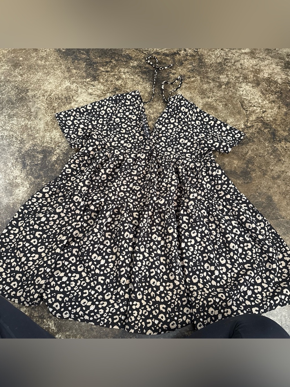 easel Black Dress with Cream Leopard Spots